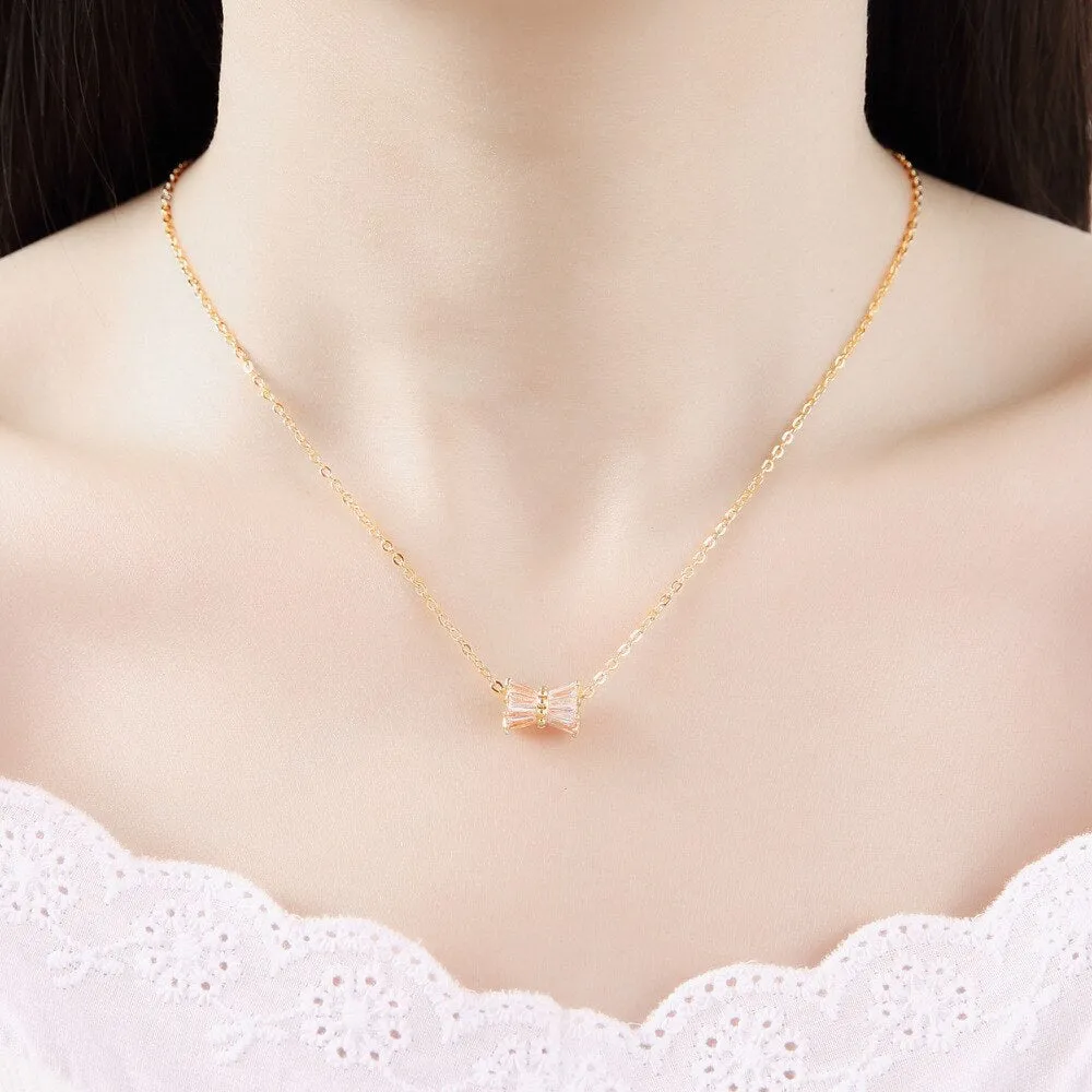 2019 Bow-tie hourglass pendant lovely simple necklace clavicle chain party gift