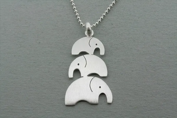 3 x elephant pendant - vertical on 45cm ball chain