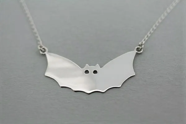 Bat necklace - polished sterling silver