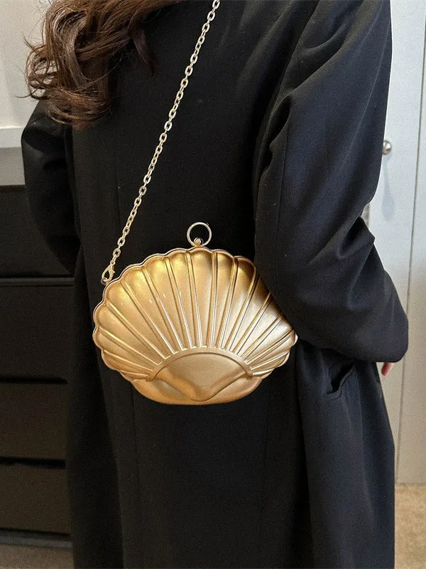 Chains Shell Shape Shiny Handbags Crossbody Bags Bags