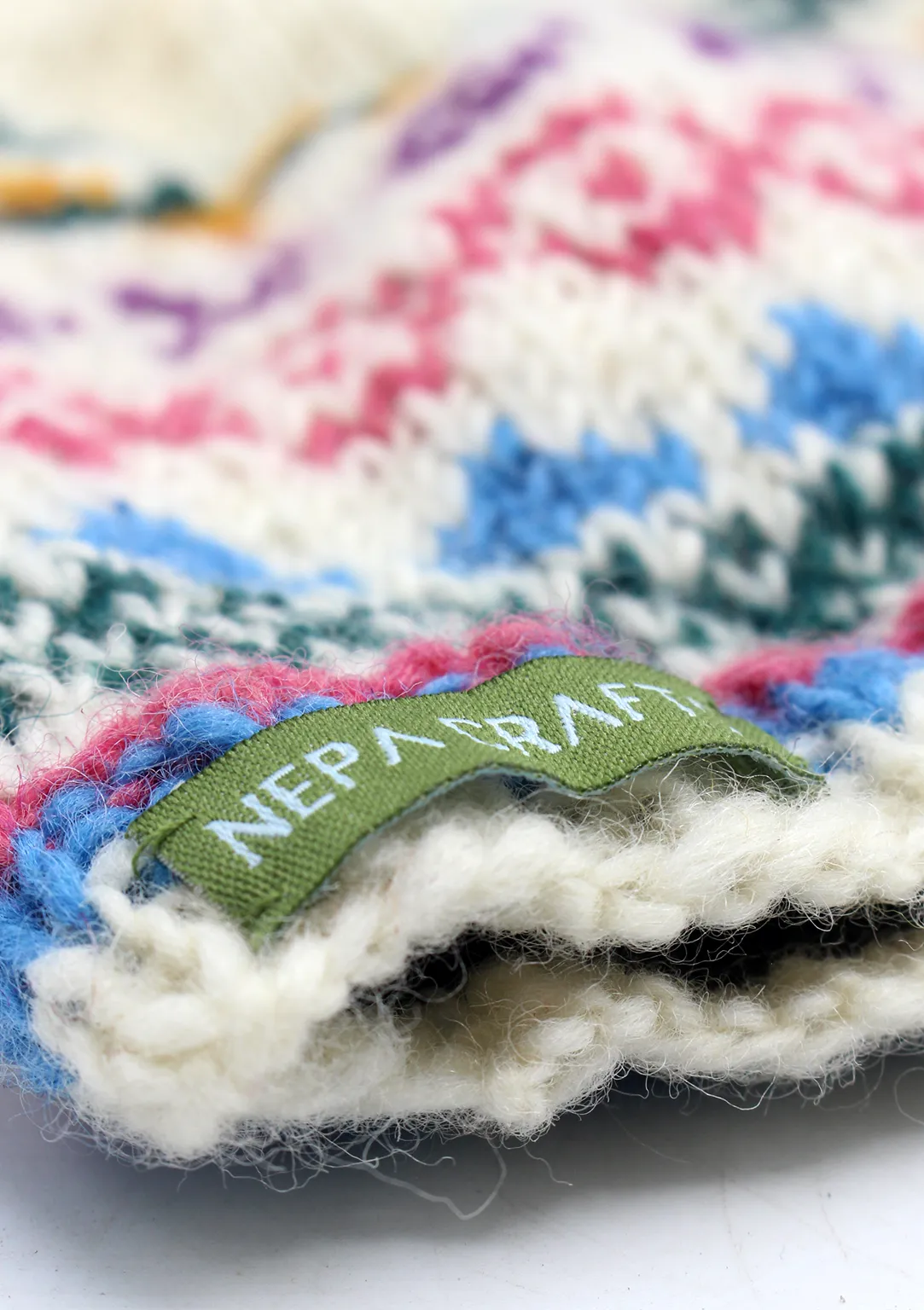Handknited Blue and White Sherpa Beanies